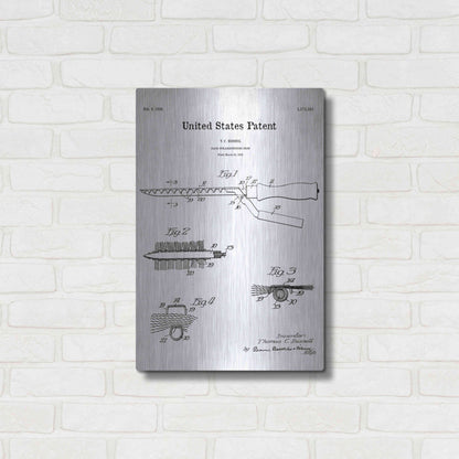 Luxe Metal Art 'Hair Straightening Iron Blueprint Patent White' Acrylic Glass Wall Art,16x24