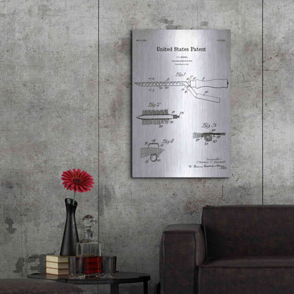 Luxe Metal Art 'Hair Straightening Iron Blueprint Patent White' Acrylic Glass Wall Art,24x36