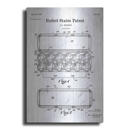 Luxe Metal Art 'Egg Carton Blueprint Patent White' Acrylic Glass Wall Art