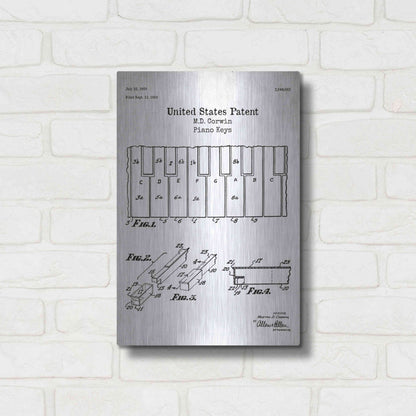 Luxe Metal Art 'Piano Keys Blueprint Patent White' Acrylic Glass Wall Art,12x16