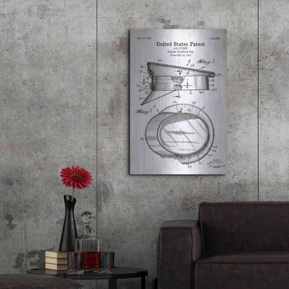 Luxe Metal Art 'Police Uniform Cap Blueprint Patent White' Acrylic Glass Wall Art,24x36