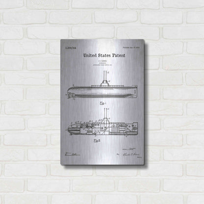 Luxe Metal Art 'Submarine Blueprint Patent White' Acrylic Glass Wall Art,16x24