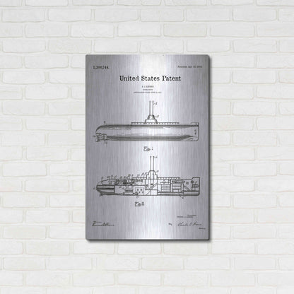 Luxe Metal Art 'Submarine Blueprint Patent White' Acrylic Glass Wall Art,24x36