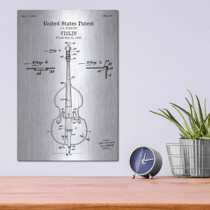 Luxe Metal Art 'Violin Blueprint Patent White' Acrylic Glass Wall Art,12x16