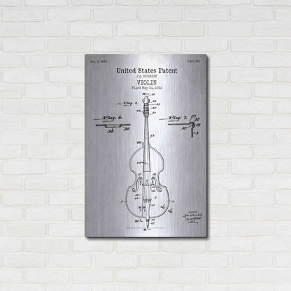 Luxe Metal Art 'Violin Blueprint Patent White' Acrylic Glass Wall Art,24x36