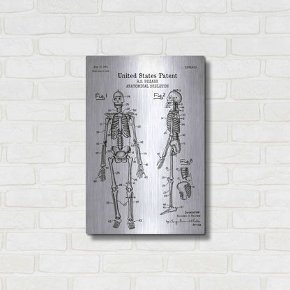 Luxe Metal Art 'Anatomical Skeleton Blueprint Patent White' Acrylic Glass Wall Art,16x24