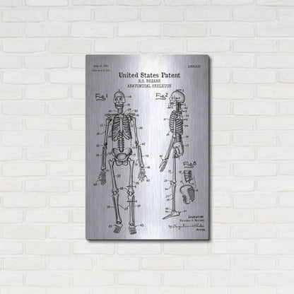 Luxe Metal Art 'Anatomical Skeleton Blueprint Patent White' Acrylic Glass Wall Art,24x36