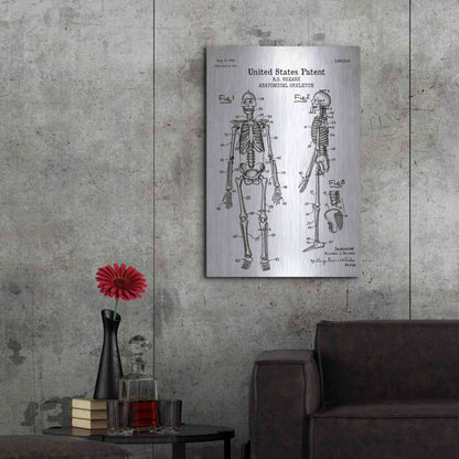 Luxe Metal Art 'Anatomical Skeleton Blueprint Patent White' Acrylic Glass Wall Art,24x36