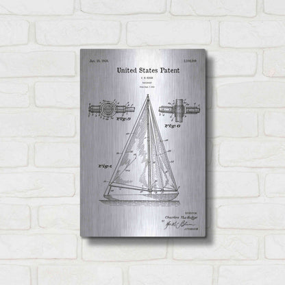 Luxe Metal Art 'Sailboat Blueprint Patent White' Acrylic Glass Wall Art,12x16