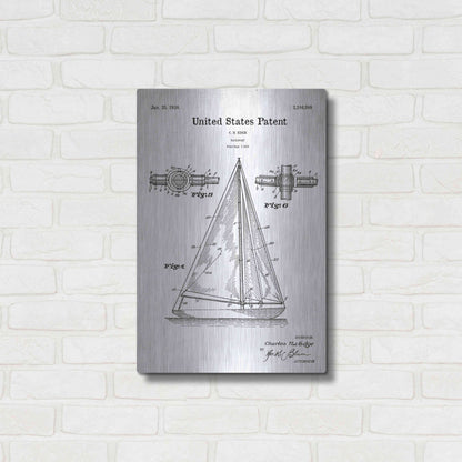 Luxe Metal Art 'Sailboat Blueprint Patent White' Acrylic Glass Wall Art,16x24