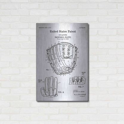 Luxe Metal Art 'Baseball Glove, 1971, Blueprint Patent White' Acrylic Glass Wall Art,24x36