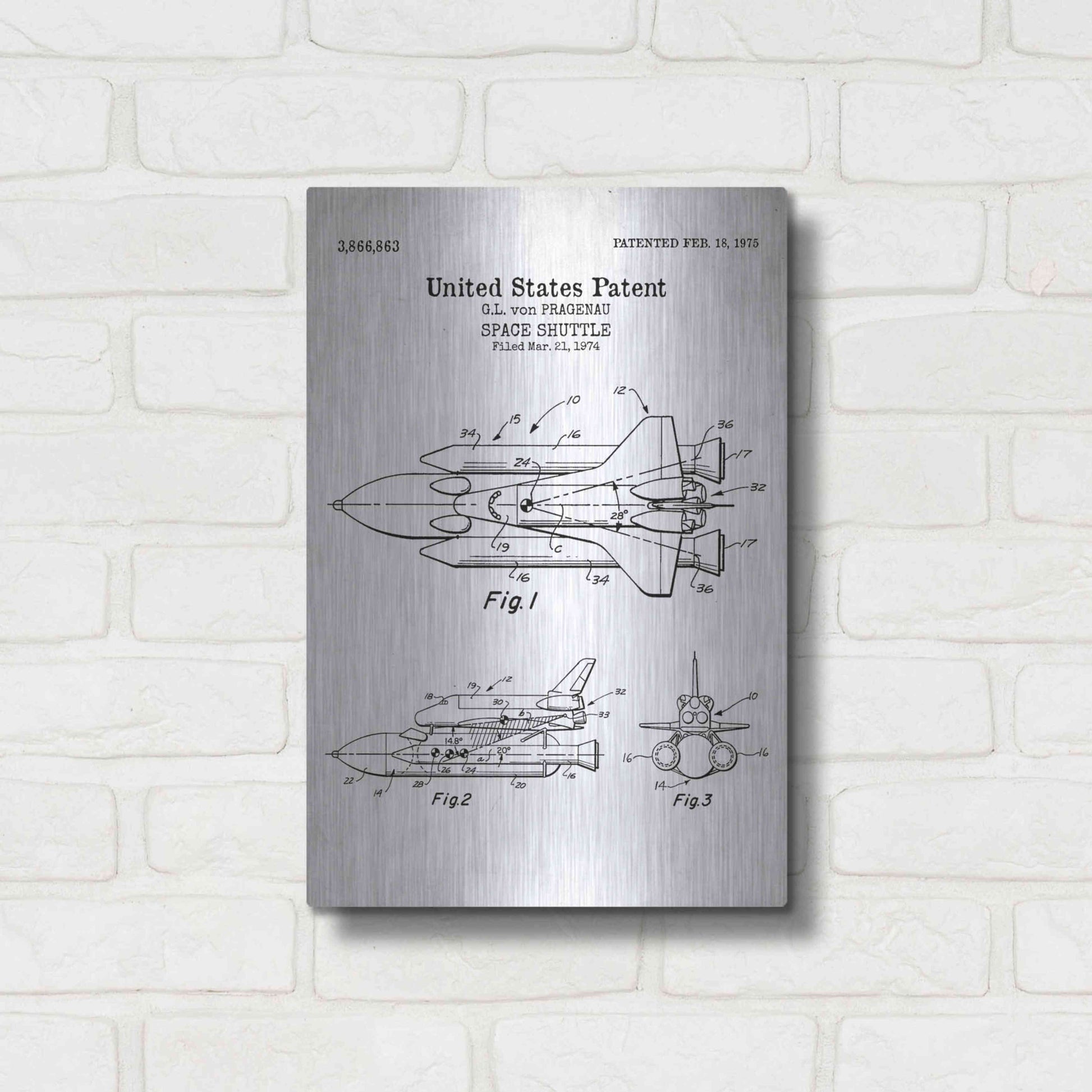 Luxe Metal Art 'Space Shuttle Blueprint Patent White' Acrylic Glass Wall Art,12x16