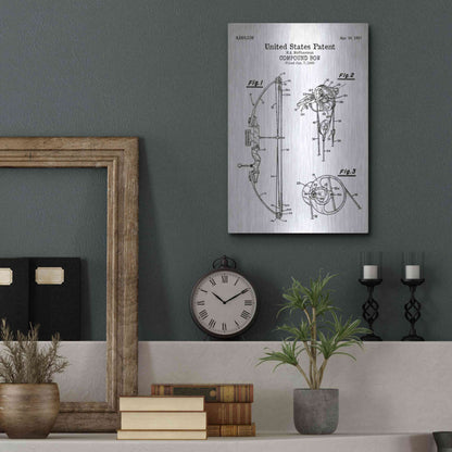 Luxe Metal Art 'Compound Bow Blueprint Patent White' Acrylic Glass Wall Art,12x16