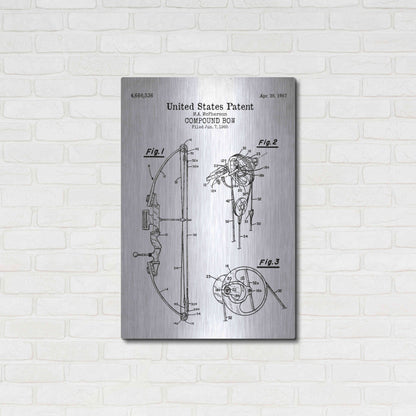 Luxe Metal Art 'Compound Bow Blueprint Patent White' Acrylic Glass Wall Art,24x36