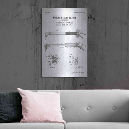 Luxe Metal Art 'Welding Torch Blueprint Patent White' Acrylic Glass Wall Art,24x36