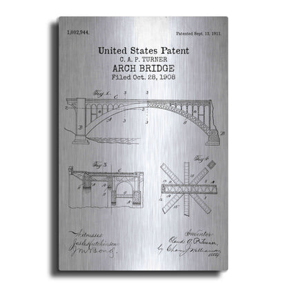 Luxe Metal Art 'Arch Bridge Blueprint Patent White' Acrylic Glass Wall Art