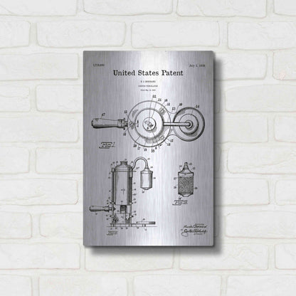 Luxe Metal Art 'Coffee Percolator Blueprint Patent White' Acrylic Glass Wall Art,12x16