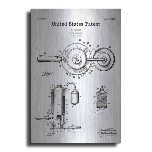 Luxe Metal Art 'Coffee Percolator Blueprint Patent White' Acrylic Glass Wall Art