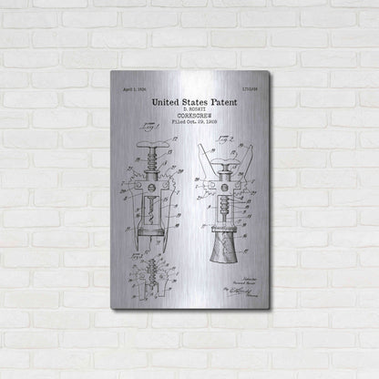 Luxe Metal Art 'Corkscrew Blueprint Patent White' Acrylic Glass Wall Art,24x36