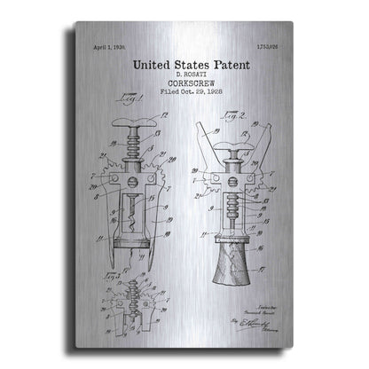 Luxe Metal Art 'Corkscrew Blueprint Patent White' Acrylic Glass Wall Art