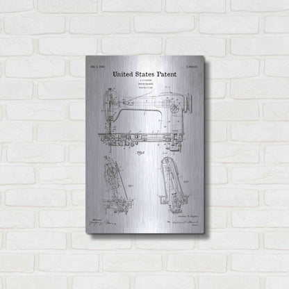 Luxe Metal Art 'Sewing Machine Blueprint Patent White' Acrylic Glass Wall Art,16x24