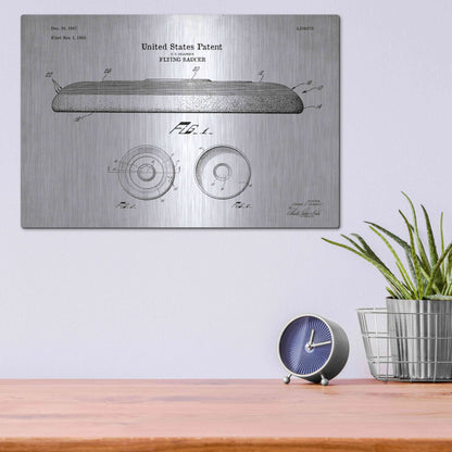 Luxe Metal Art 'Flying Disc Blueprint Patent White' Acrylic Glass Wall Art,16x12