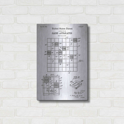 Luxe Metal Art 'Game Apparatus Blueprint Patent White' Acrylic Glass Wall Art,16x24