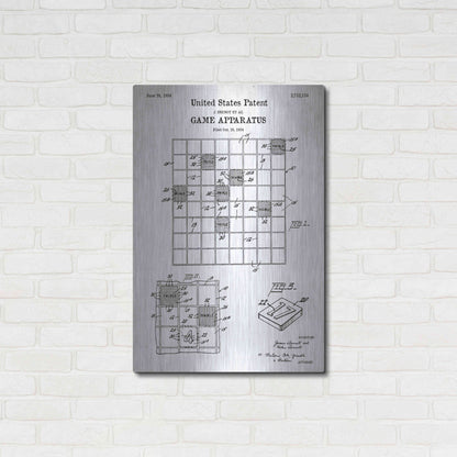 Luxe Metal Art 'Game Apparatus Blueprint Patent White' Acrylic Glass Wall Art,24x36