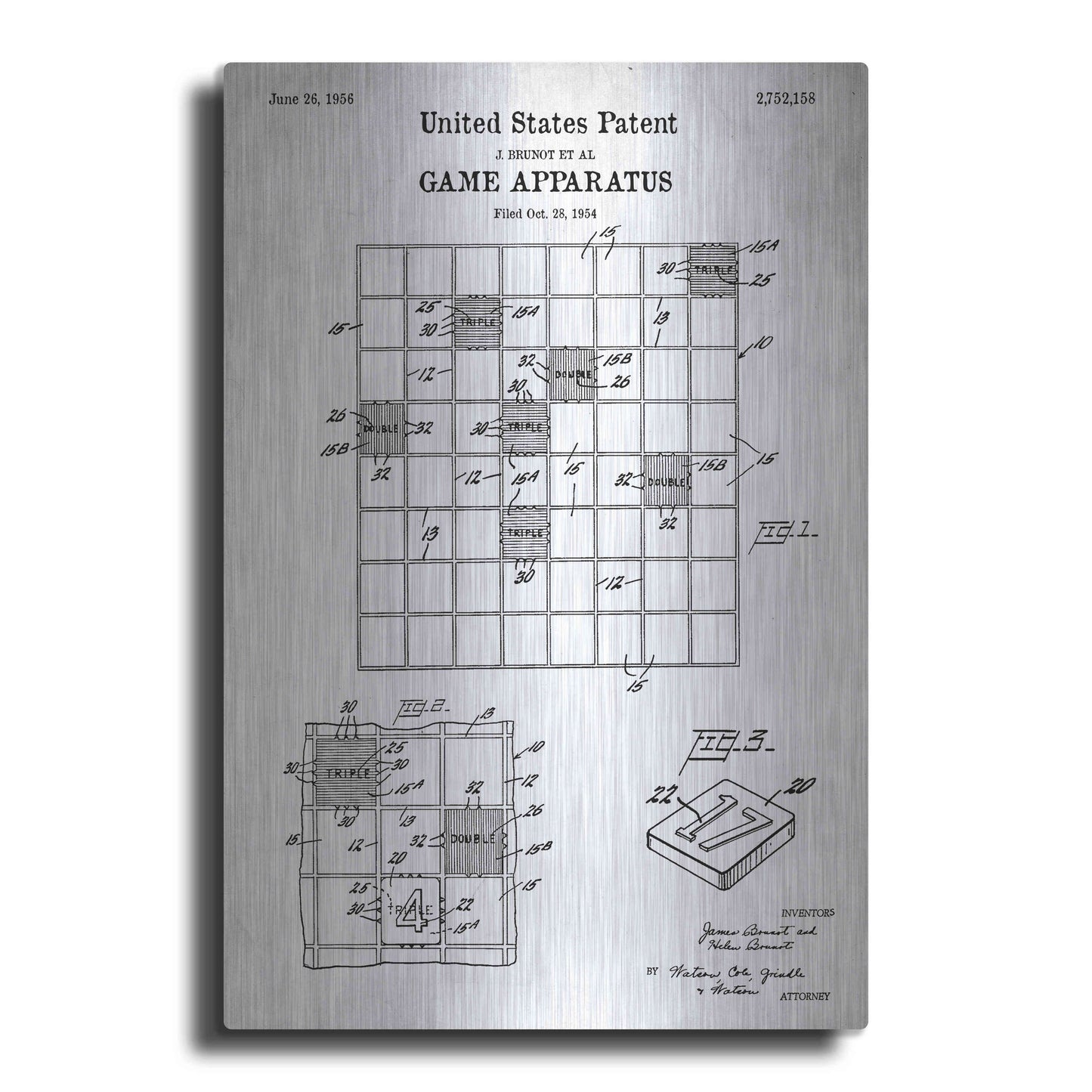 Luxe Metal Art 'Game Apparatus Blueprint Patent White' Acrylic Glass Wall Art