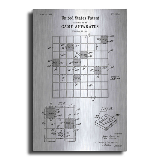 Luxe Metal Art 'Game Apparatus Blueprint Patent White' Acrylic Glass Wall Art