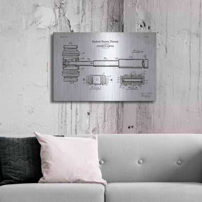 Luxe Metal Art 'Judge's Gavel Blueprint Patent White' Acrylic Glass Wall Art,36x24