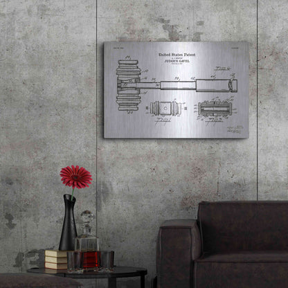 Luxe Metal Art 'Judge's Gavel Blueprint Patent White' Acrylic Glass Wall Art,36x24