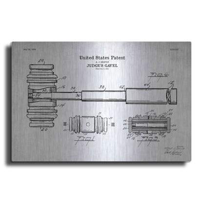 Luxe Metal Art 'Judge's Gavel Blueprint Patent White' Acrylic Glass Wall Art