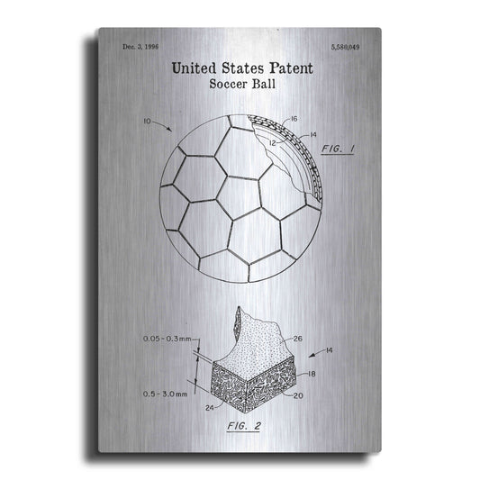 Luxe Metal Art 'Soccer Ball Blueprint Patent White' Acrylic Glass Wall Art