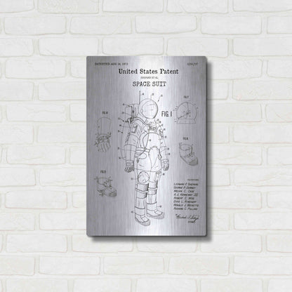 Luxe Metal Art 'Space Suit Blueprint Patent White' Acrylic Glass Wall Art,16x24