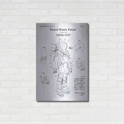 Luxe Metal Art 'Space Suit Blueprint Patent White' Acrylic Glass Wall Art,24x36