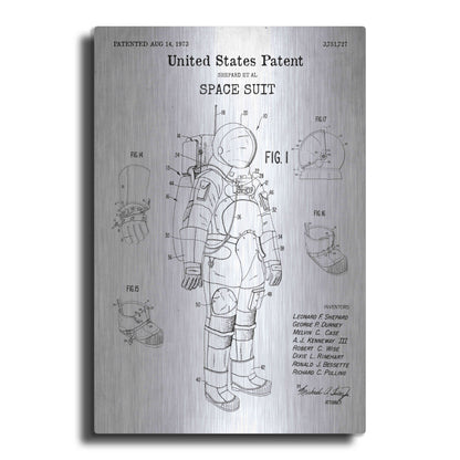 Luxe Metal Art 'Space Suit Blueprint Patent White' Acrylic Glass Wall Art