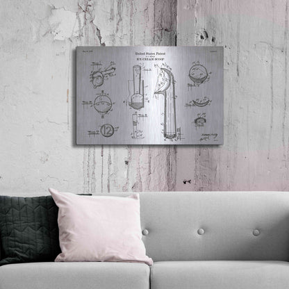 Luxe Metal Art 'Ice Cream Scoop Blueprint Patent White' Acrylic Glass Wall Art,36x24