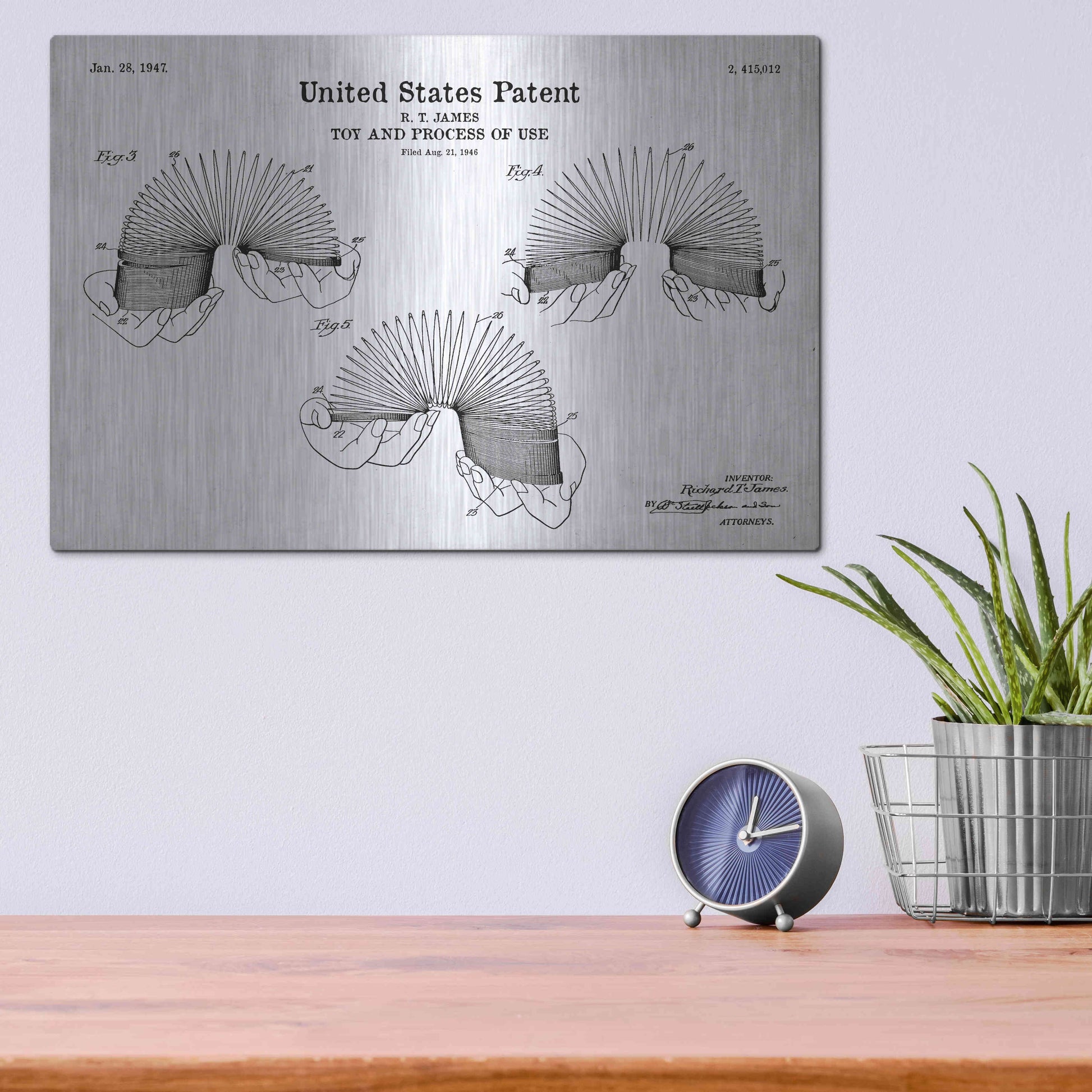 Luxe Metal Art 'Toy and Process of Use Blueprint Patent White' Acrylic Glass Wall Art,16x12