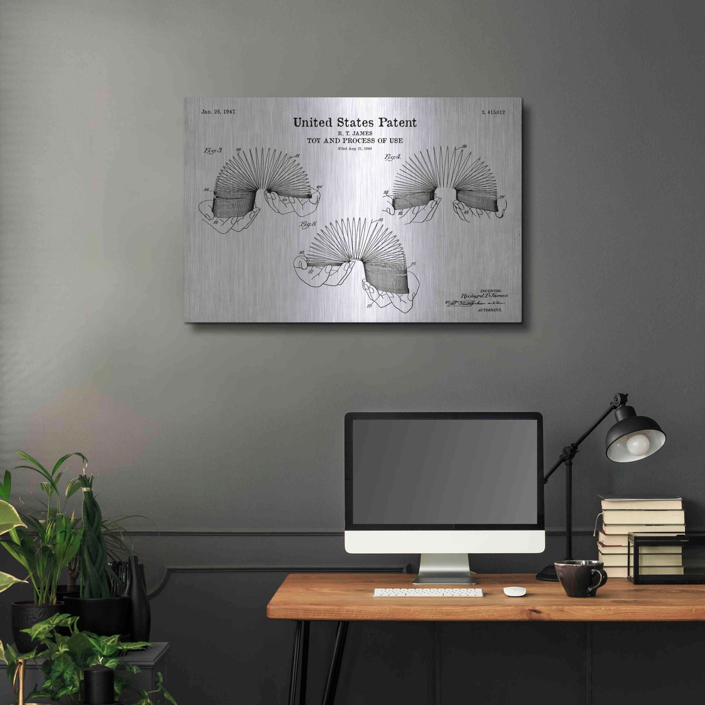 Luxe Metal Art 'Toy and Process of Use Blueprint Patent White' Acrylic Glass Wall Art,36x24