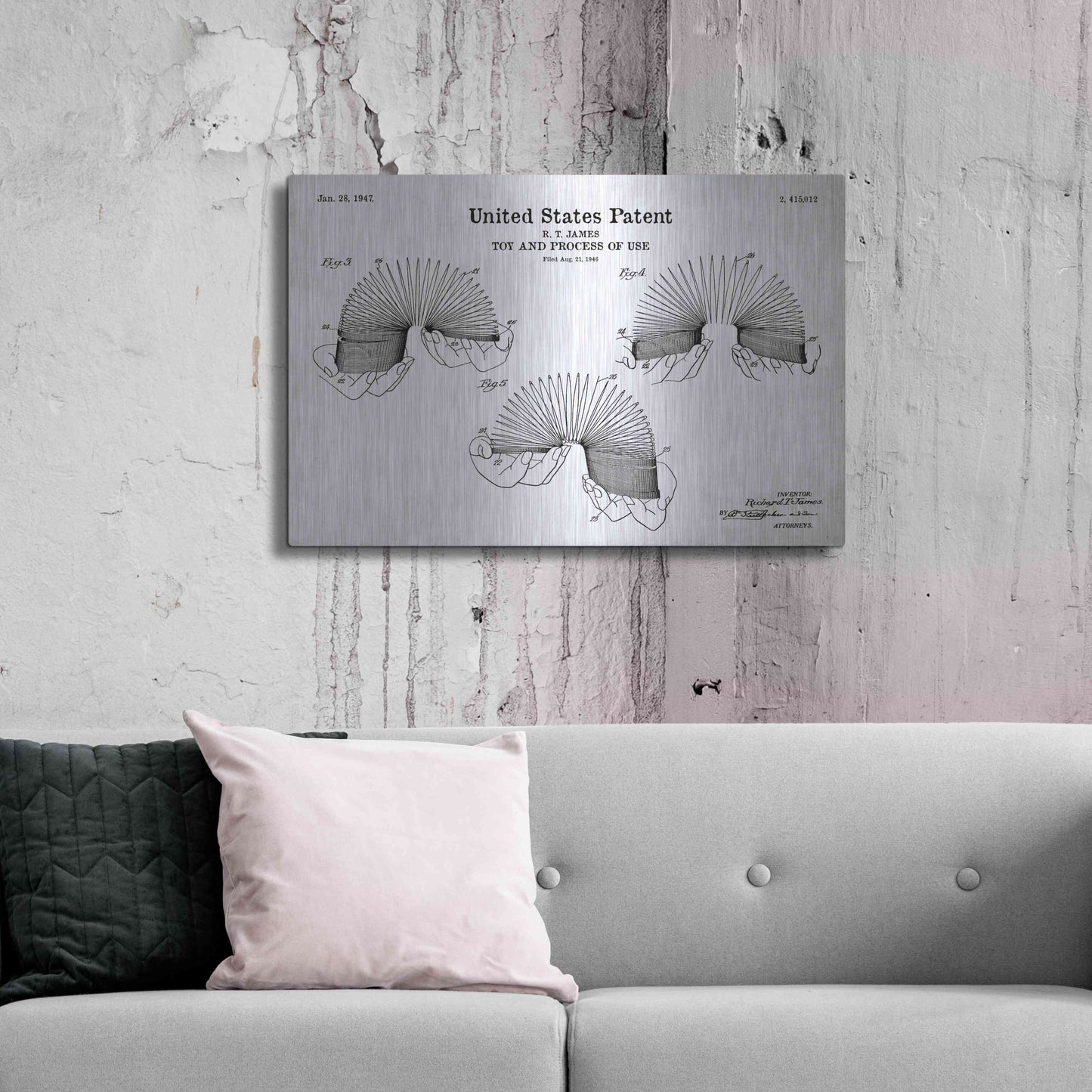 Luxe Metal Art 'Toy and Process of Use Blueprint Patent White' Acrylic Glass Wall Art,36x24