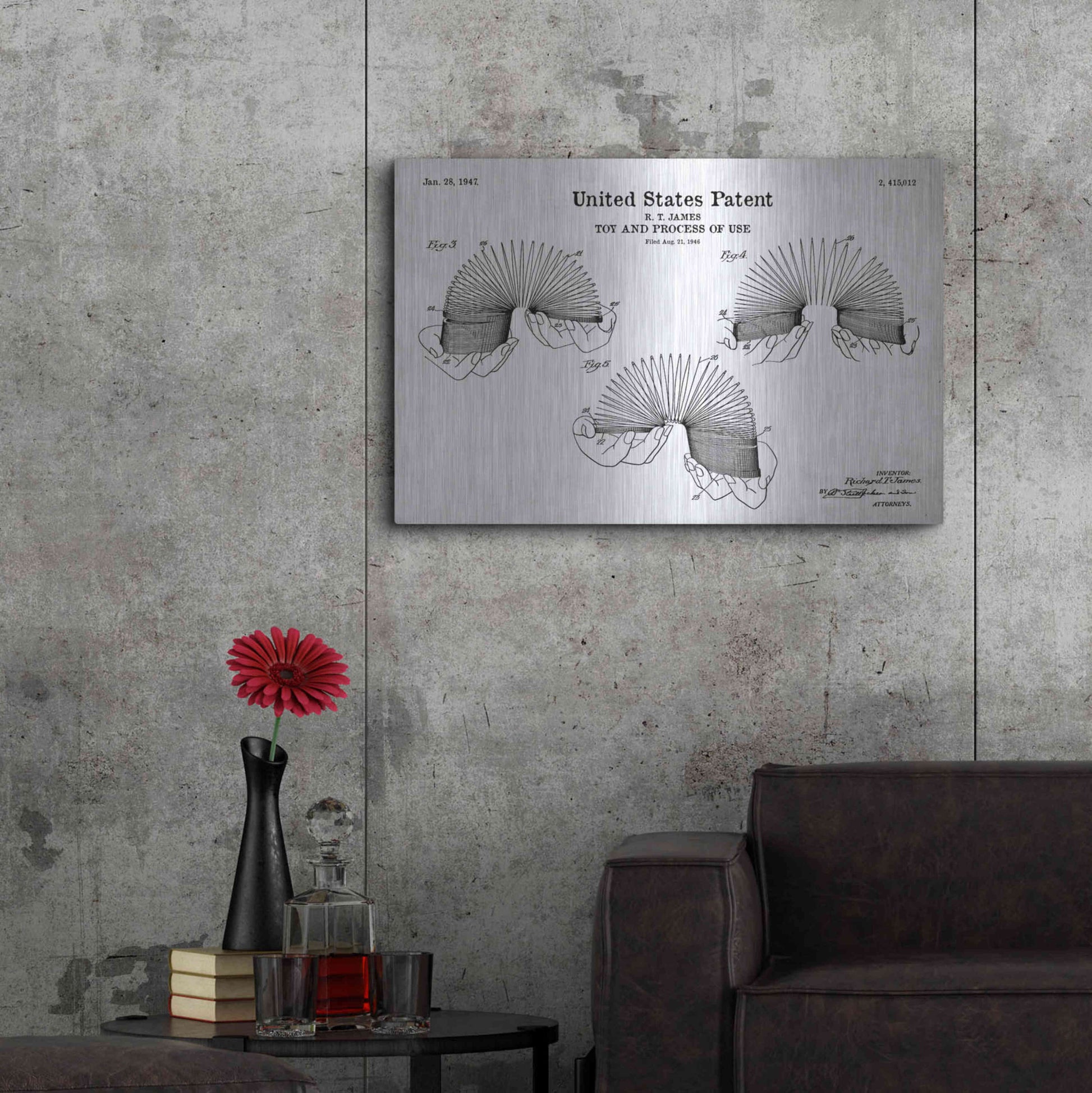 Luxe Metal Art 'Toy and Process of Use Blueprint Patent White' Acrylic Glass Wall Art,36x24