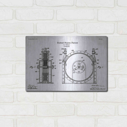 Luxe Metal Art 'Tesla Turbine Blueprint Patent White' Acrylic Glass Wall Art,16x12