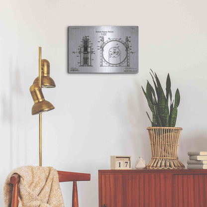 Luxe Metal Art 'Tesla Turbine Blueprint Patent White' Acrylic Glass Wall Art,24x16