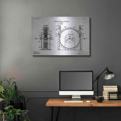 Luxe Metal Art 'Tesla Turbine Blueprint Patent White' Acrylic Glass Wall Art,36x24