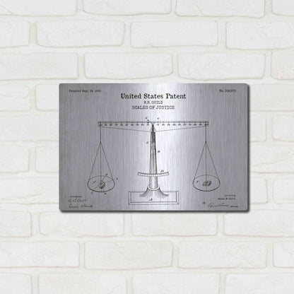 Luxe Metal Art 'Scales of Justice Blueprint Patent White' Acrylic Glass Wall Art,16x12