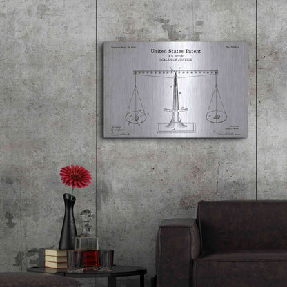 Luxe Metal Art 'Scales of Justice Blueprint Patent White' Acrylic Glass Wall Art,36x24