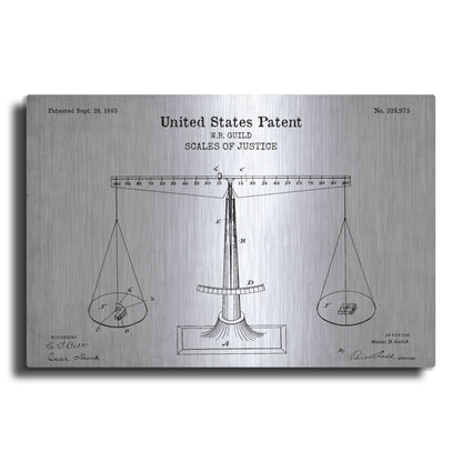 Luxe Metal Art 'Scales of Justice Blueprint Patent White' Acrylic Glass Wall Art