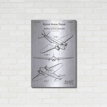 Luxe Metal Art 'Double Decker Airplane Blueprint Patent White' Acrylic Glass Wall Art,24x36