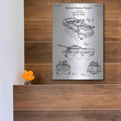 Luxe Metal Art 'Armored Vehicle Blueprint Patent White' Acrylic Glass Wall Art,12x16